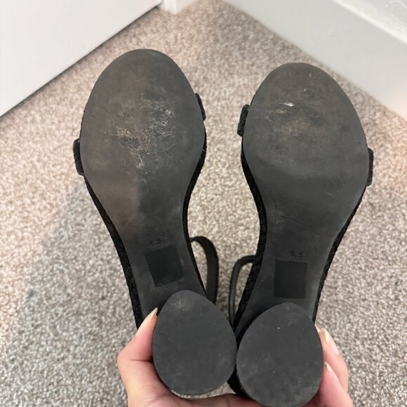 Jeffrey Campbell Laura Block Heel Ankle Strap Open Toe Heels Sandals Black 6.5 - Picture 8 of 9